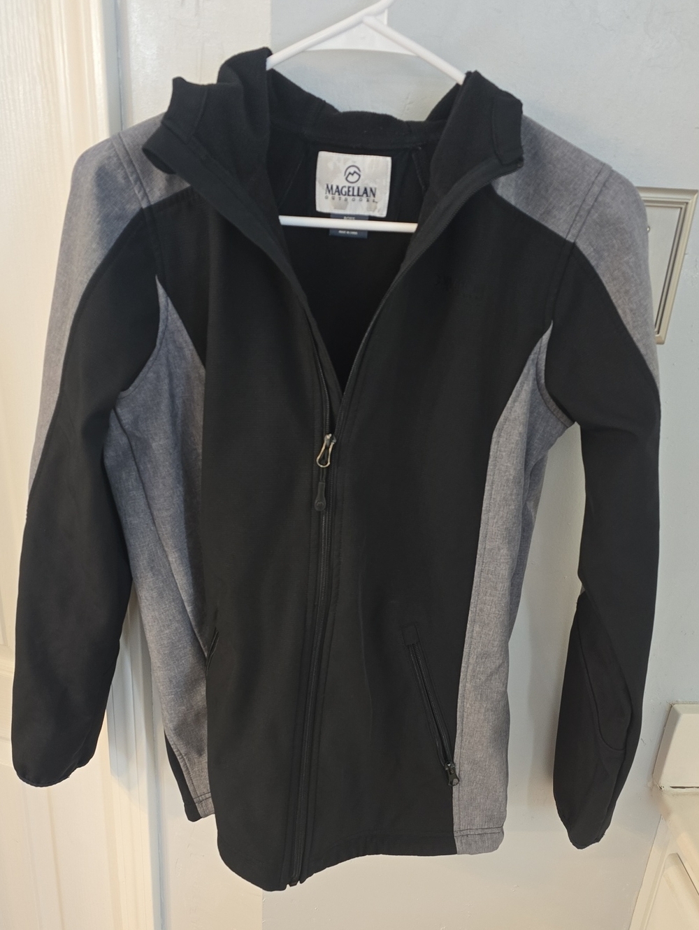 Magellan Outdoors Kids Black and Gray Hooded Softshell Jacket